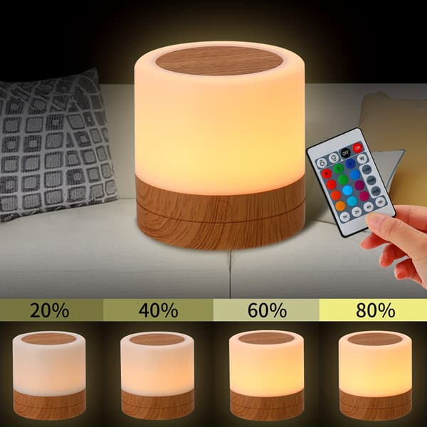 LED Nattlys, Mini Berørings Skrivebordslampe, Stemningsfargeendrende Belysning med Fjernkontroll