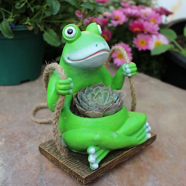 Hängande korg blomkrukor, harts suckulent groda gunga planter, för trädgård, terrass, balkong