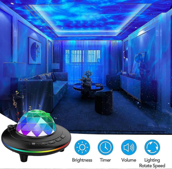 Ufo Bluetooth Musik Stjerneprojektor, Galaxy LED Projektor Lys, Grønt Lys