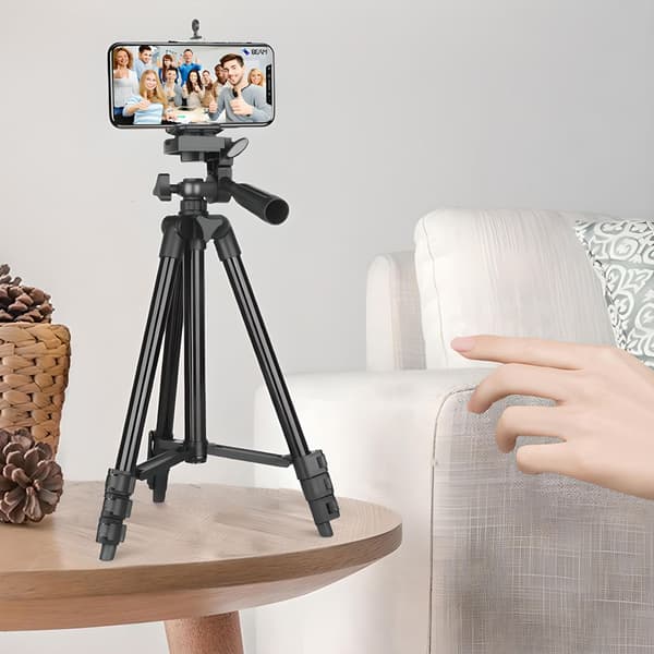Teleskopiskt Smartphone Stativ 100cm Stativ Fjärrkontroll Bluetooth Fjärrkontroll iOS Android Selfie Stativ Lättvikt - Silvergrå