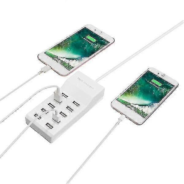 Universal AC 100-240v 10-ports USB-ladestation til smartphones og tablets