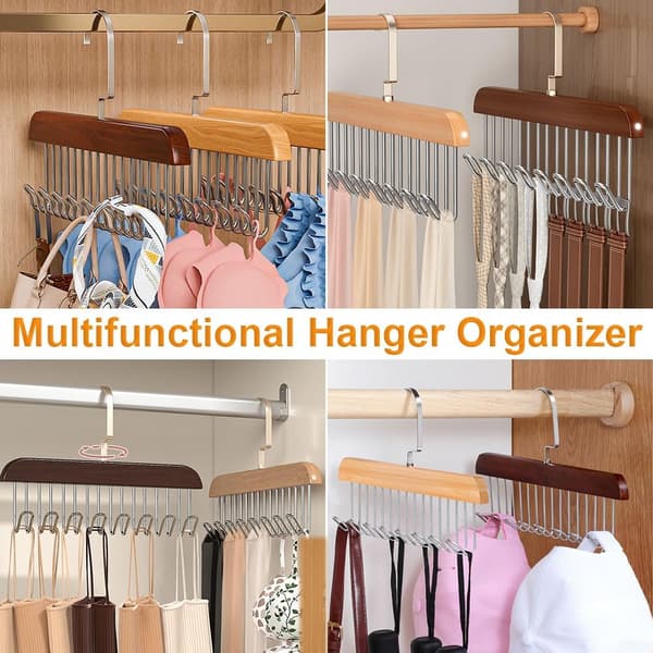 2-pack - BH- och slipsförvaring, bälteshållare med 8 krokar, organizer