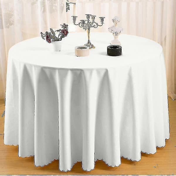 Rund Bordsduk Vit för Bröllop Event Bankett Hotell Polyester Enfärgad (280*280cm)