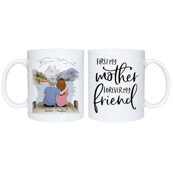 Keramisk mugg för mor och dotter, kaffekopp, Mors dag-present
