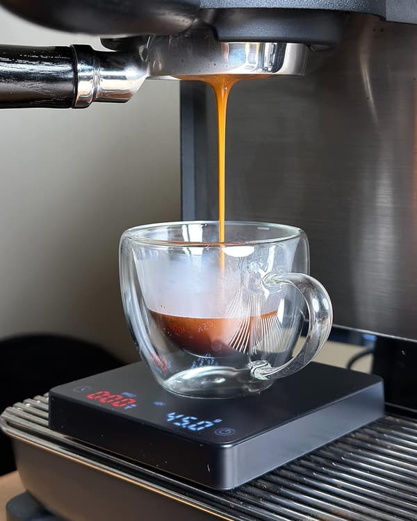 Timer kaffevægt, espressovægt med automatisk tarafunktion, berøringssensor og silikonelåg