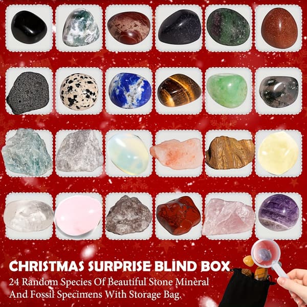 24-dagars Kristallstens Adventskalender – Festlig Charm Blind Box Present Set