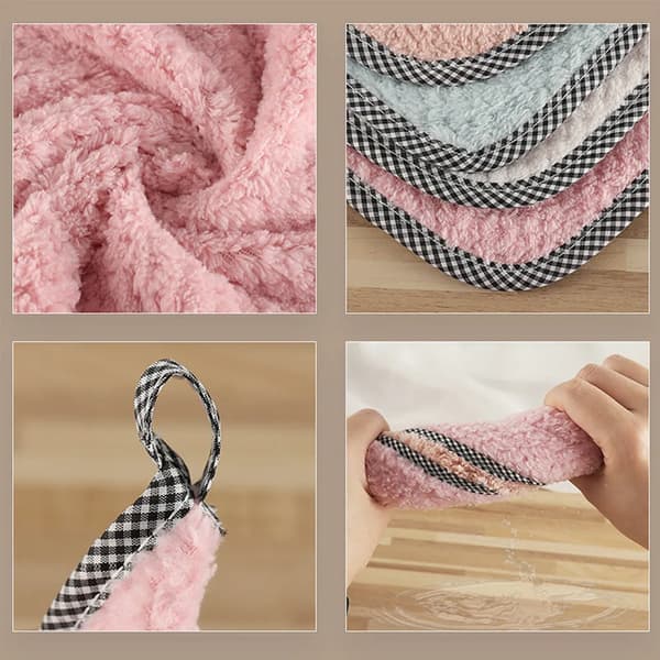 Set med 10 disktrasor, 25 x 25 cm, korallfleece + bomull, disktrasor kökshanddukar, mikrofiberduk