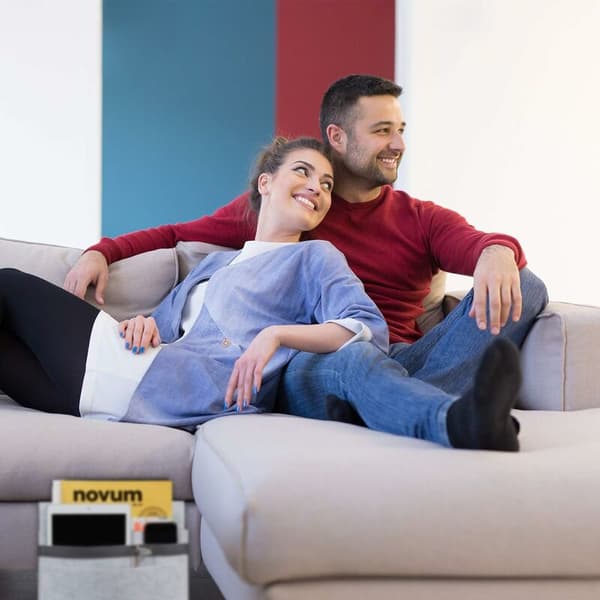 Beige - Sengekappe i filt med 5-roms sofaoppbevaring
