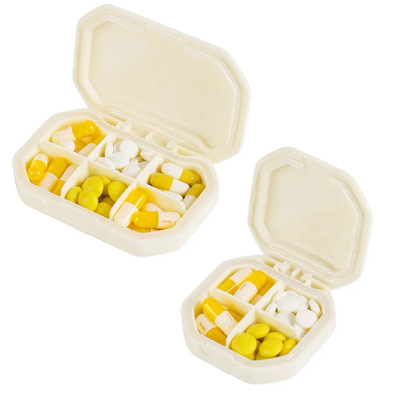 Pillerask Liten 4 Fack + 6 Fack, Resepillerask Förvaringsväska Bärbar Pillerask Avdelare Fuktbeständig Pillerask,