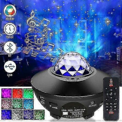 Bluetooth LED Galaxy Stjernenattlys Projektor Himmellys Partylys Gave