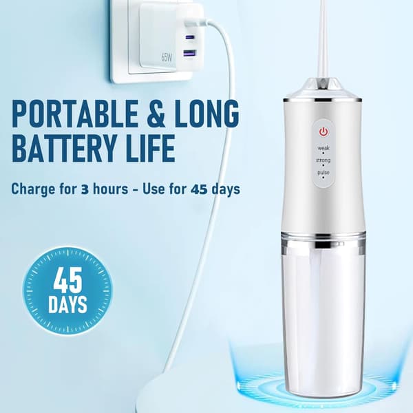 Oral irrigator, oppladbar, hvit