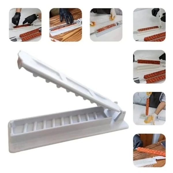 2x 11 tum lång pressform, manuell form, turkisk shashlik, för grillpicknick, tjock plast BPA-fri (vit)