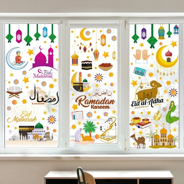 Ramadan-vindusbilder, Ramadan-vindusdekorasjon, vindusdekaler selvklebende