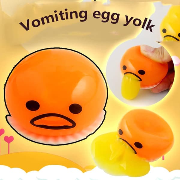 4-pack Kräkande Äggula Stressbollar (4 färger), Gul, Grön, Rosa, Orange