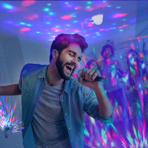 LED roterende lyseffekt RGB diskolys partybelysning stemningslys juleborddekorasjon