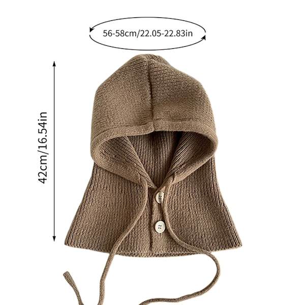 Dame Vinterhue Hætte Strikhue Balaclava (Beige)