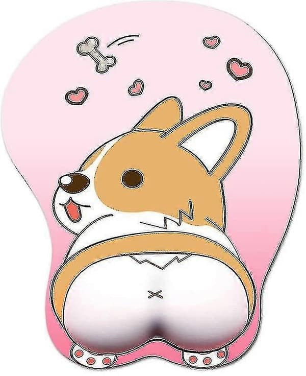 3D Corgi Musemåtte Skridsikker Silikone Anime Hunde Musemåtte med Håndledsstøtte til Kontorbrug