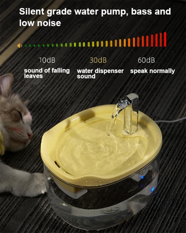 Kattdrickskål, 1,5L dricksfontän, kattdricksfontän, hund LED-dricksfontän, automatisk drickskål, ultratyst - blå