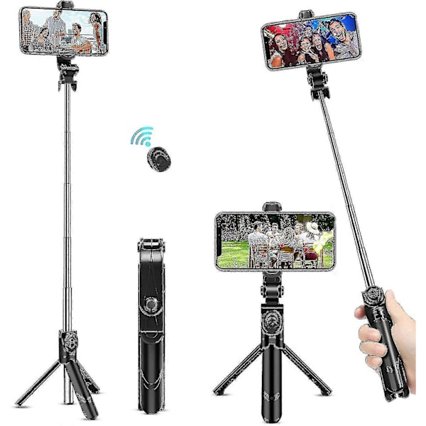 Bluetooth Selfie Stick Stativ, Fjärrkontroll, iPhone 11-13 & Android