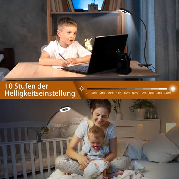 LED-leselampe, øyeklipslampe, dimbar