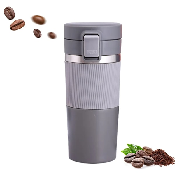 Termosmugg 380ML Kaffeemugg Takeaway Kaffeemugg Dubbelskikts Resmugg Termosmugg Kyl Dryck (Grå)