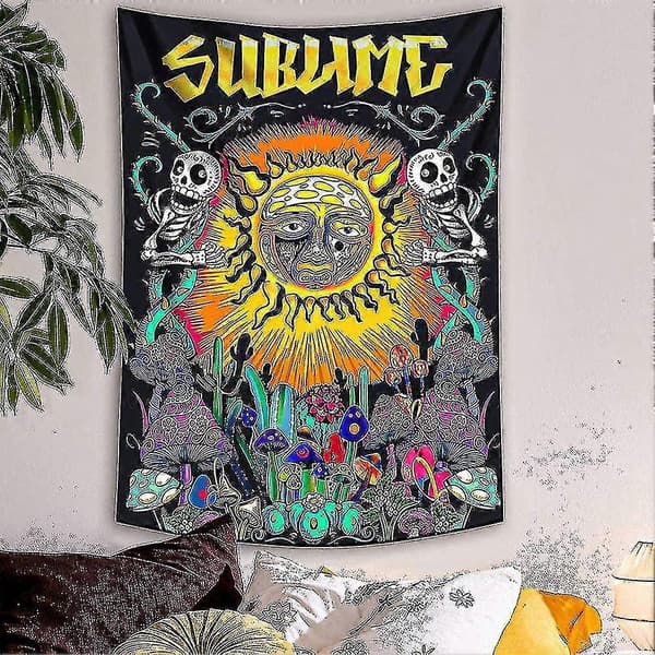 Solteppe, Psykedelisk teppe med kaktus, for soverom 90x120 cm