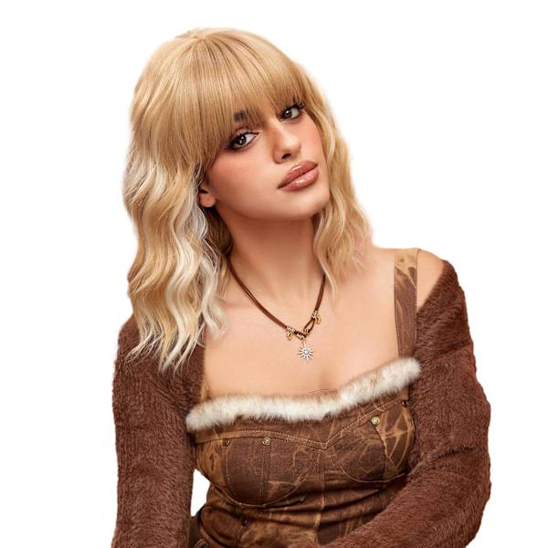 Blond axellång naturlig fluffig våg damperuk