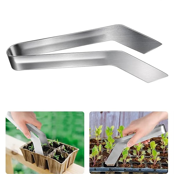 Plantepinsett for frøplanter, 17 cm, rustfritt stål, hageplanter, omplantingsplater, frøplantefjerningsplater for å redusere rotskade