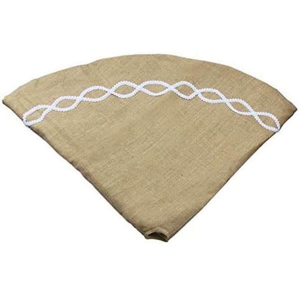 122cm Gul Jute Juletrefot, Blondkant, Julegulvmatte