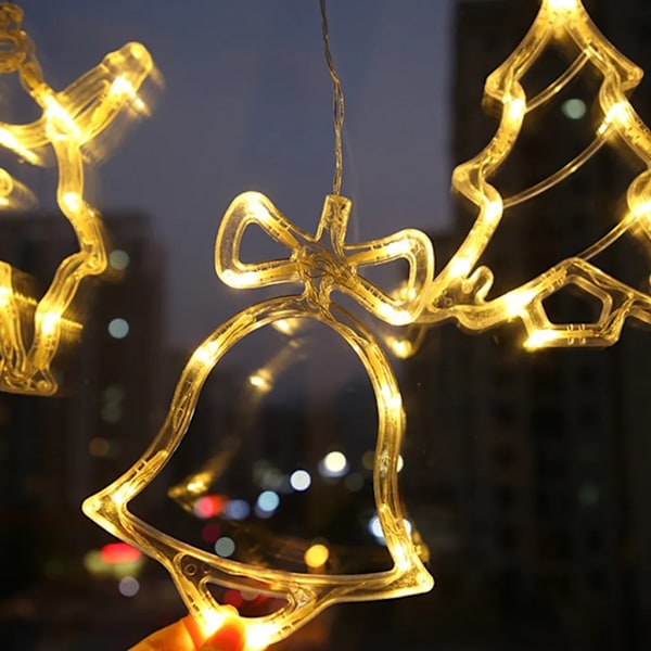 Jouluikkunavalot, 4 kpl LED-verhovalot, joulukoriste ikkuna imukupeilla
