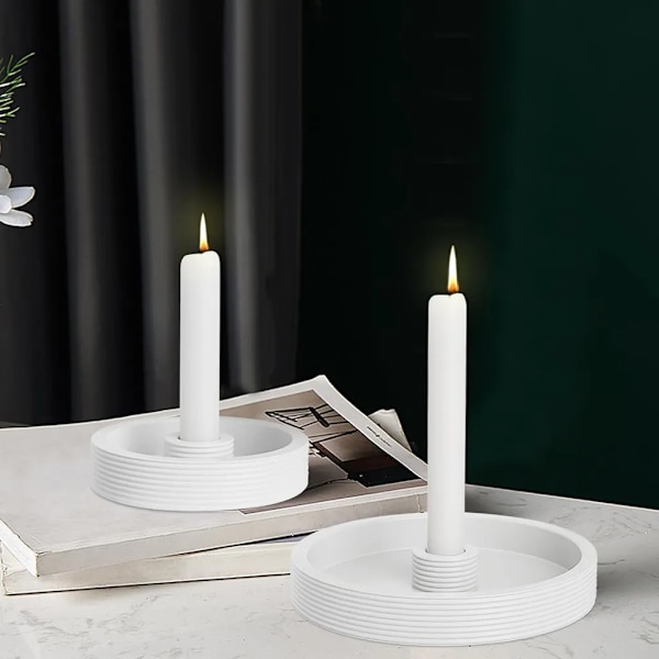 2x Silikonform Ljusstake, Rund Form Ljusstake, Harts Epoxy DIY Silikon Ljusform (Stor + Liten)