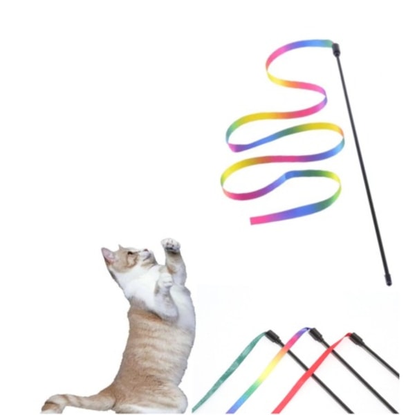 Katt leksak regnbåge pinne 10 regnbåge band kattunge tränings pinne regnbåge band teaser katt pinne interaktiv fångare pinne (30cm)
