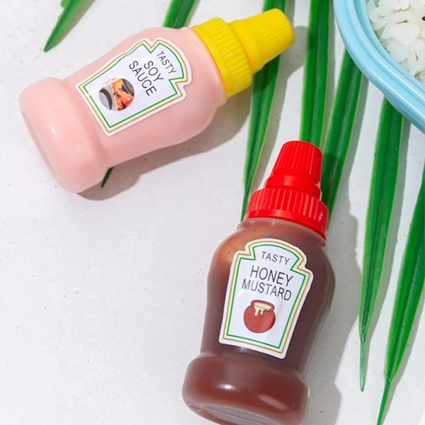 5-pakning Mini Ketchup-flaske Honningflaske Bærbar Krydderflaske Sausflaske Salatdressingflaske Klemflaske Bestikkboks Lunsjboks Tilbehør