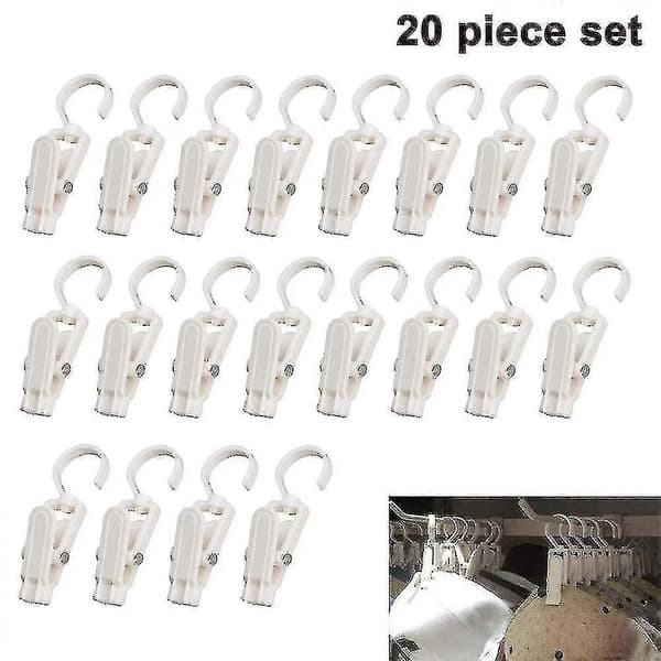 20-pack Klädkrok Clips Starka Plast Roterande Gardiner Clips