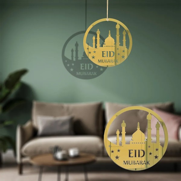 4x  Hengende ornament, Akryl  dekorasjon, Halvmåne stjerner stil lysform for Ramadan  dekorasjoner