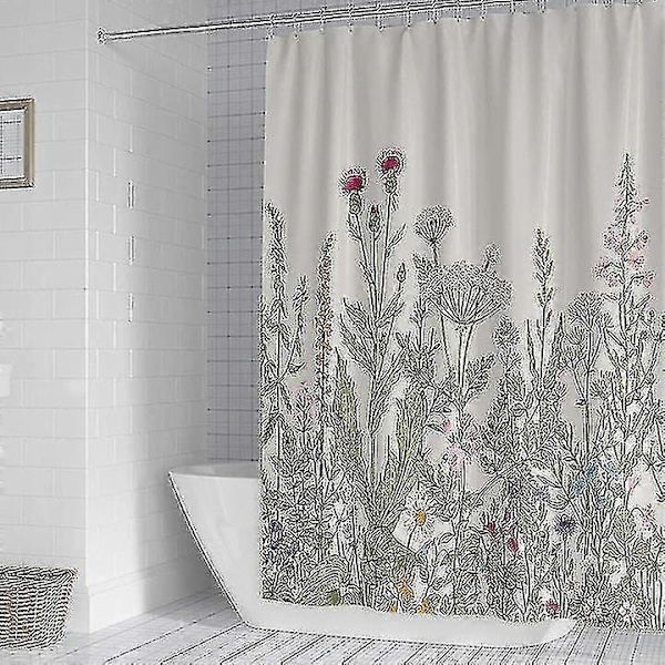 Duschdraperi med 12 fästringar, 180x180 cm, grönska