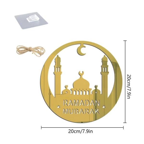 4x  Hengende ornament, Akryl  dekorasjon, Halvmåne stjerner stil lysform for Ramadan  dekorasjoner