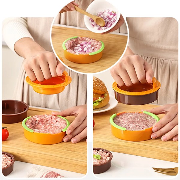 2-pack 3-i-1 hamburgerpress, hamburgerpress, hamburgerformningsmaskin, köttfärsbiff köttbullepress, hamburgerköttfärsbiffpress