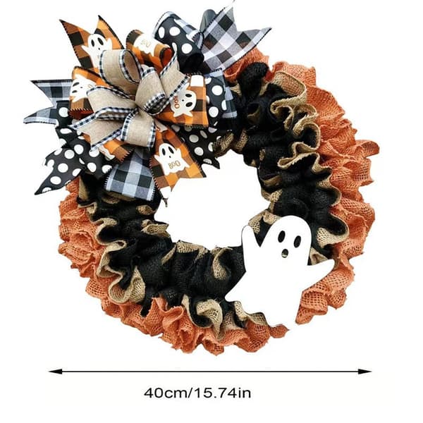 40 cm Spöke Halloween Dörrkrans – Inomhus/Utomhus Spökhusdekor