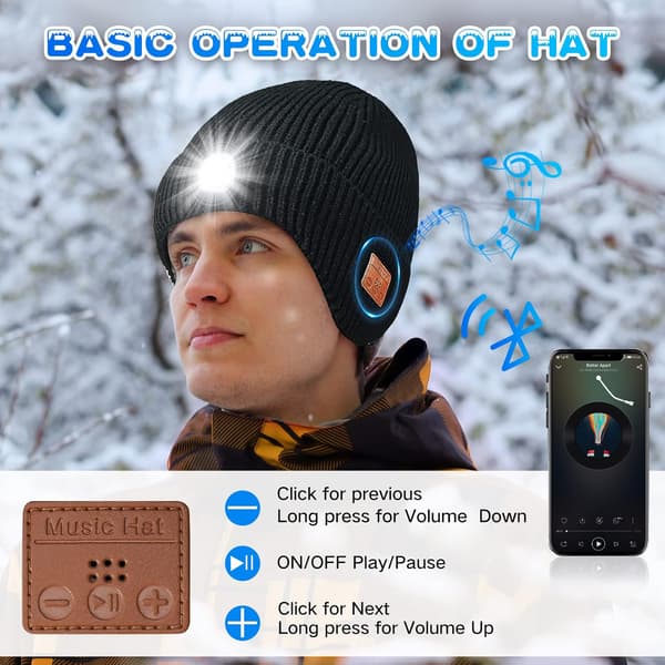 Bluetooth Hue med Lys & Højttalere – USB Genopladelig, Sort, Julegave