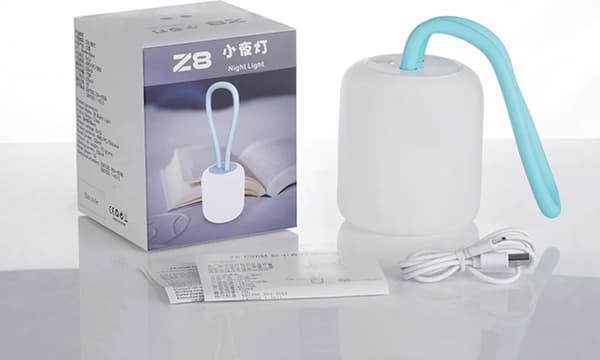 Campinglampe, fleksibel udendørslampe til ophængning, stående og montering, dæmpbar campinglampe, blå