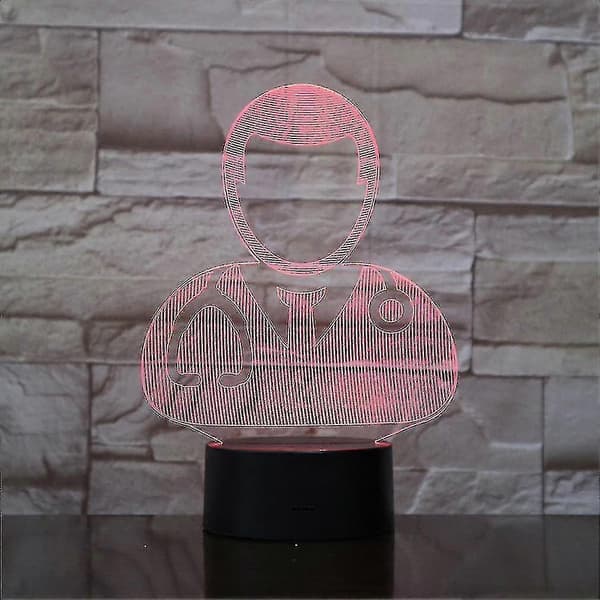 Manlig lege 3D LED nattlys barn soverom bordlampe