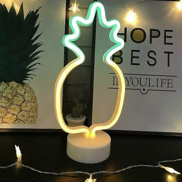 Neon Ananas Nattlampe, Batteri/USB, Jul/Barnerom