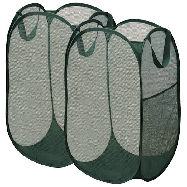 2 Sammenklappelige Vasketøjskurve, 70 Liter Pop-Up Vasketøjskurv Sammenklappelig Stor med Mesh 36x36x58 cm Grøn
