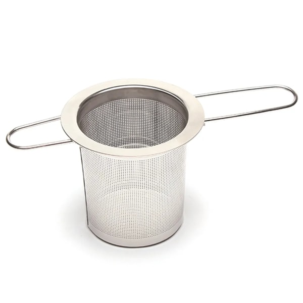 Rustfrit te-si med låg i rustfrit stål, te-si til at sidde i kop, te-diffuser med langt håndtag, te-si