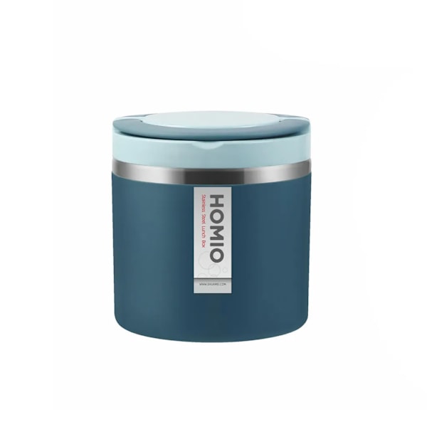 thermal container with handle, 630ml stainless steel warming container for food, lunch box food container, blue