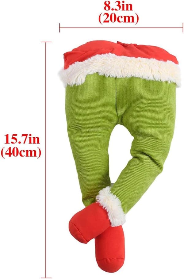 40 cm Grinch-ben, säckväv böjbar julgransdekoration