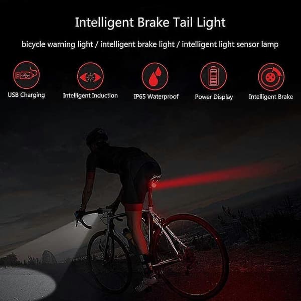 USB Oppladbart Smart Sykkel Baklys – Bremsesensor Vanntett LED