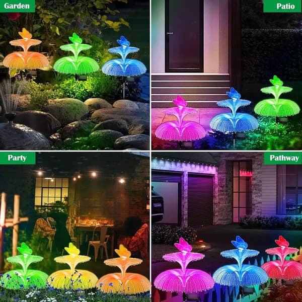 LED solcelle sommerfuglehave lys, udendørs dekoration