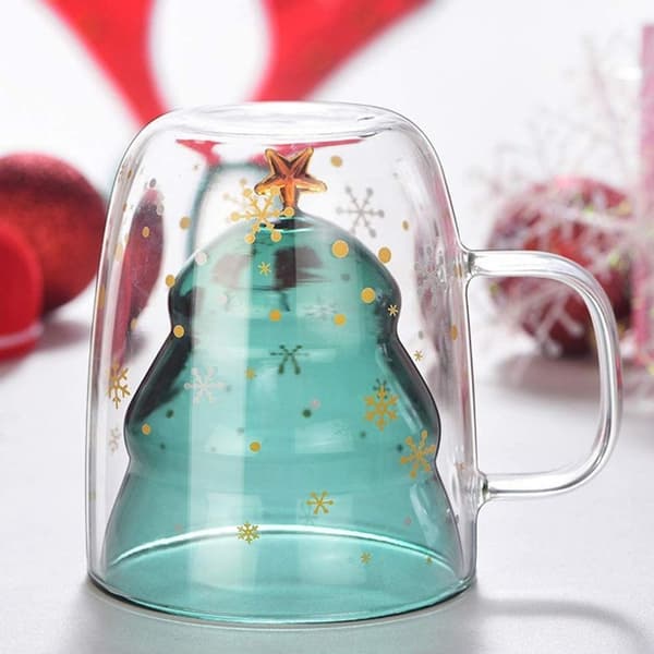 Dobbelvegg Søt Julekopp, Isolert Glass for Kaffe/Te